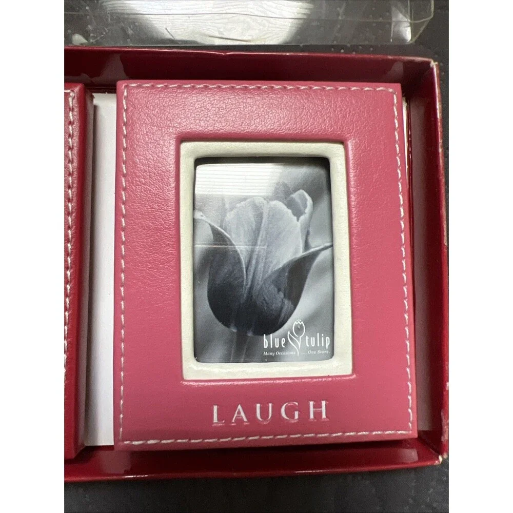 Blue Tulip 3pc LIVE LOVE LAUGH Leather Photo Frame Set 2 1/2”x1 1/2” Accent Gift